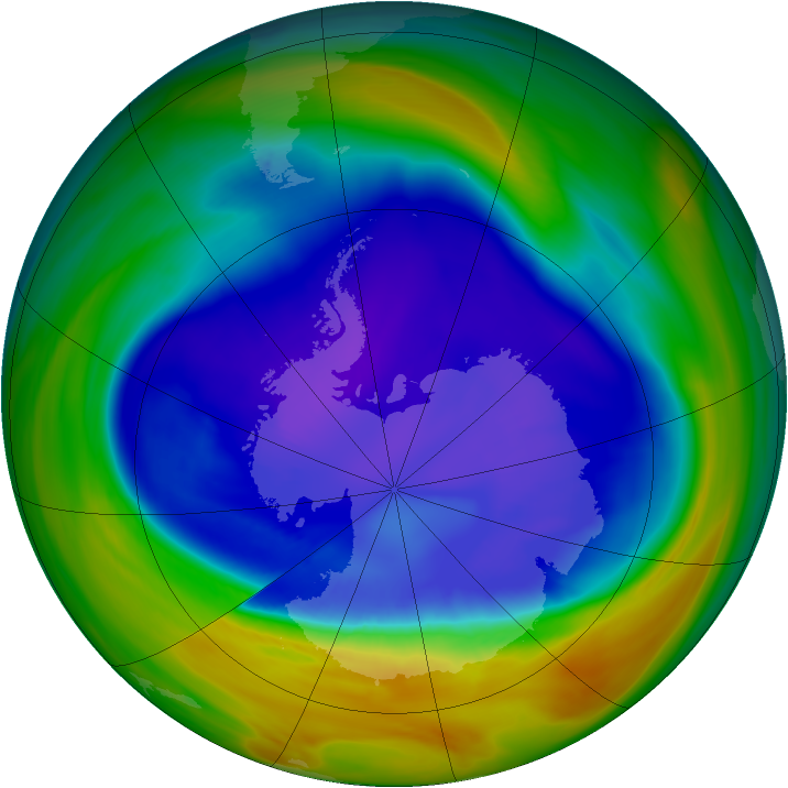 Antarctic ozone map for 12 September 2005